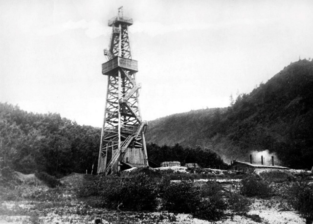 Буровая вышка в Жигулевских горах, 1942 год